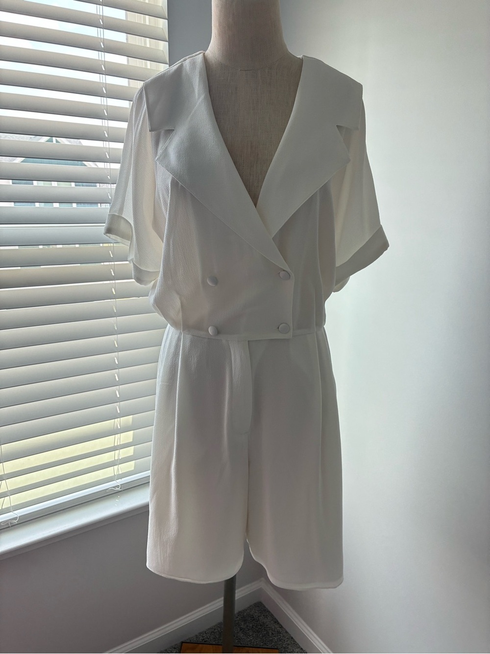 Emporio Armani Women's White Double Breasted Short Sleeve Playsuit